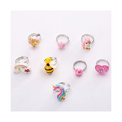 Pine Kids Finger Ring Sets Free Size Pack Of 8 - Multicolor