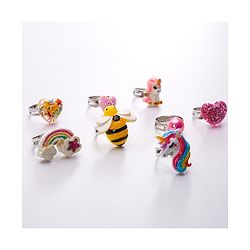 Pine Kids Finger Ring Sets Free Size Pack Of 8 - Multicolor