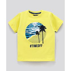 Pine Kids Half Sleeves T-Shirt Scenery Print - Yellow