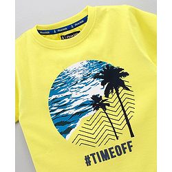 Pine Kids Half Sleeves T-Shirt Scenery Print - Yellow