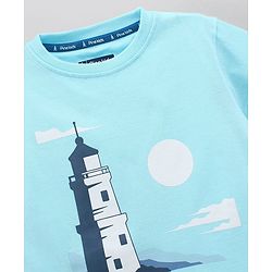 Pine Kids Half Sleeves T-Shirt Tower Print - Blue