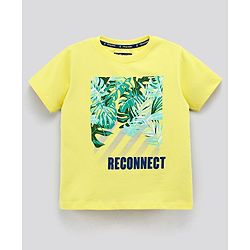 Pine Kids Half Sleeves Cotton Biowashed T-Shirt Reconnect Print - Yellow