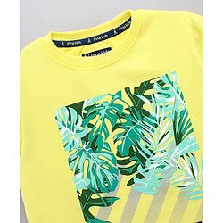 Pine Kids Half Sleeves Cotton Biowashed T-Shirt Reconnect Print - Yellow