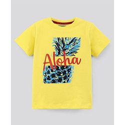 Pine Kids Half Sleeves Cotton T Shirt Placement Print- Yellow