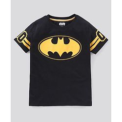 Pine Kids Half Sleeves Biowashed Tee Batman Print - Black