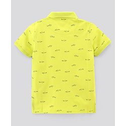 Pine Kids Half Sleeves Biowash Tee Whale Print - Light Green