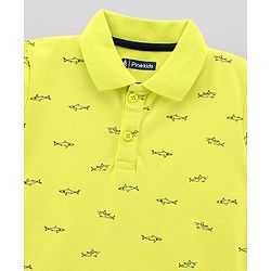 Pine Kids Half Sleeves Biowash Tee Whale Print - Light Green