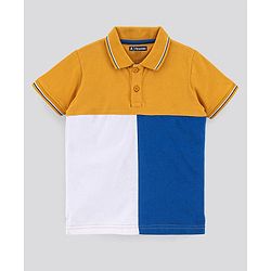 Pine Kids Half Sleeves Biowashed T-shirt Block Print - Yellow