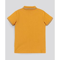 Pine Kids Half Sleeves Biowashed T-shirt Block Print - Yellow