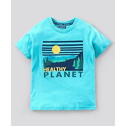 Pine Kids Half Sleeves Bio Washed Printed Tee - Blue