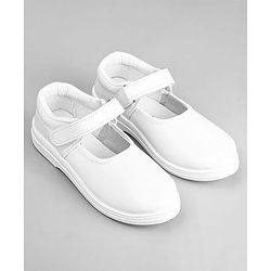 Pine Kids Solid School Shoes with Velcro Closure - White