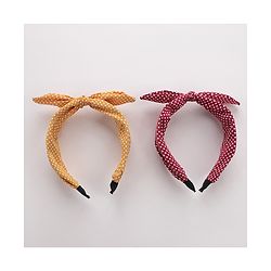 Pine Kids Free Size Knot Bow Dot Print Hair Bands Set of 2 - Multicolour