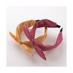 Pine Kids Free Size Knot Bow Dot Print Hair Bands Set of 2 - Multicolour