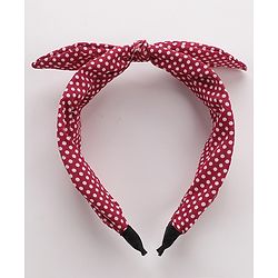 Pine Kids Free Size Knot Bow Dot Print Hair Bands Set of 2 - Multicolour