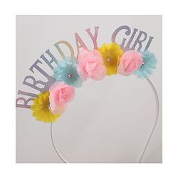 Pine Kids Hair Band Birthday Girl & Flower Applique - Multicolor