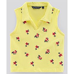 Pine Kids Biowash Sleeveless Tee Floral Print - Yellow
