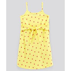 Pine Kids Singlet Sleeves Biowashed Dress Polka Print - Yellow