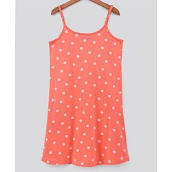 Pine Kids Sleeveless Bio Wash Frock Polka Dot Print - Peach