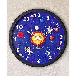 Pine Kids Solar Wall Clock - Blue & Black