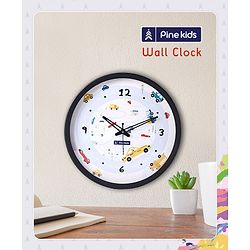Pine Kids Transport Wall Clock - Light Blue & Black
