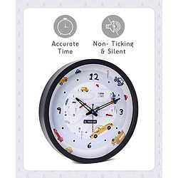 Pine Kids Transport Wall Clock - Light Blue & Black
