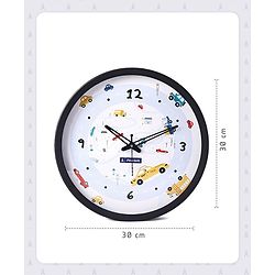 Pine Kids Transport Wall Clock - Light Blue & Black