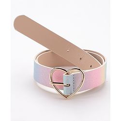 Pine Kids Belt With Heart Shaped Buckle Closure Free Size - Multicolor