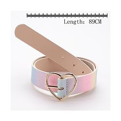 Pine Kids Belt With Heart Shaped Buckle Closure Free Size - Multicolor