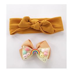 Pine Kids Headbands With Hair Clip - Yellow