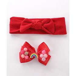 Pine Kids Headbands With Hair Clip - Red