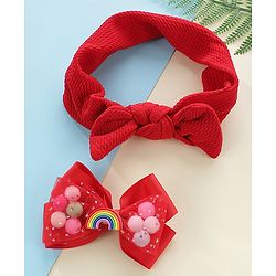 Pine Kids Headbands With Hair Clip - Red