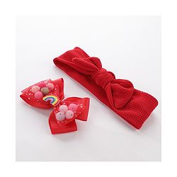Pine Kids Headbands With Hair Clip - Red