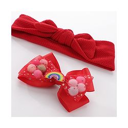 Pine Kids Headbands With Hair Clip - Red