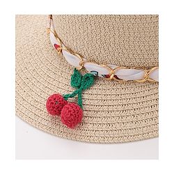 Pine Kids Straw Hats With Cherry Applique - White