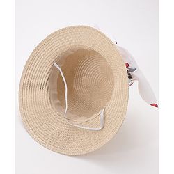 Pine Kids Straw Hats With Cherry Applique - White