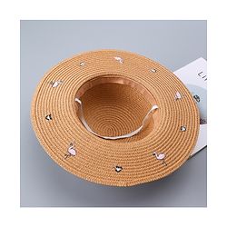 Pine Kids Straw Hat Flamingo Print Brown - Diameter 34 cm