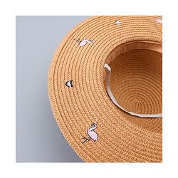 Pine Kids Straw Hat Flamingo Print Brown - Diameter 34 cm