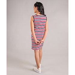 Pine Kids Sleeveless Bio Wash Striped Frock - Red