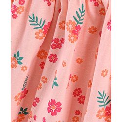 Pine Kids Full Sleeves Bio Washed Frock Floral Print - Peach