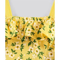 Pine Kids Sleeveless Bio Wash Frock Floral Print- Yellow