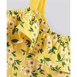 Pine Kids Sleeveless Bio Wash Frock Floral Print- Yellow