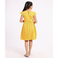 Pine Kids Cap Sleeves Biowashed Frock Floral Print Pack Of 2 - Yellow Blue