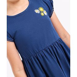 Pine Kids Cap Sleeves Biowashed Frock Floral Print Pack Of 2 - Yellow Blue
