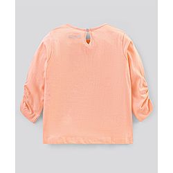 Pine Kids Full Sleeves T Shirt Text Print - Peach