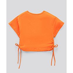 Pine Kids Short Sleeves Knotted Top Beautiful Print - Orange Light Grey