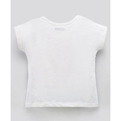 Pine Kids Half Sleeves Top Cotton Biowash Marine Print - White