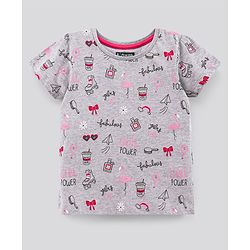 Pine Kids Half Sleeves Cotton T Shirt Printed Pack of 2- Pink Grey