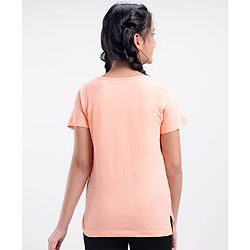 Pine Kids Half Sleeves Biowash & Reversible Sequin Top Good Print - Peach
