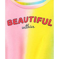 Pine Kids Cap Sleeves Bio Wash Knotted Top Text Print - Multicolor