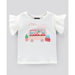 Pine Kids Short Sleeves Top Floral Print - Off White